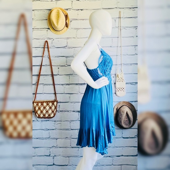 🔴𝐒𝐎𝐋𝐃 NWOT Free People Crochet Top Mini Dress - Picture 3 of 10